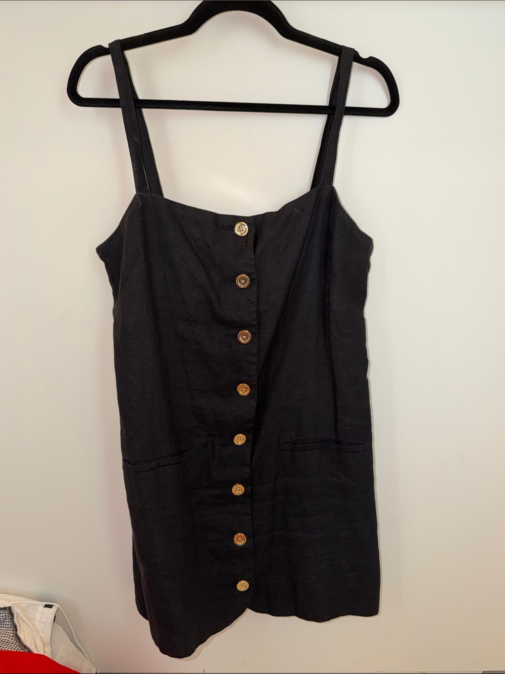 J Crew Black Button-Front Linen Blend Sundress - size small